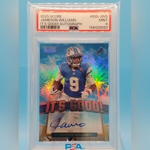 2025 Score It's Good! Autograph Card Jameson Williams PSA 9 POP 1 Auto